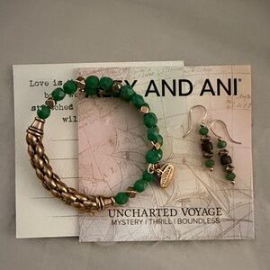 Alex and Ani Green and Gold Bracelet Set
